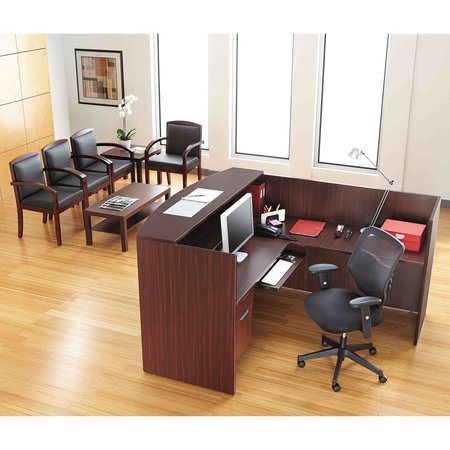 Alera Reception Desk, 35-1/2" D, 71" W, 42-1/2" H, Mahogany, Woodgrain Laminate ALEVA327236MY
